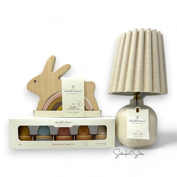 Hearth & Hand Magnolia Toy Bunny Wooden Block Stacker Easter Nursery Target 2024 - Picture 7 of 7